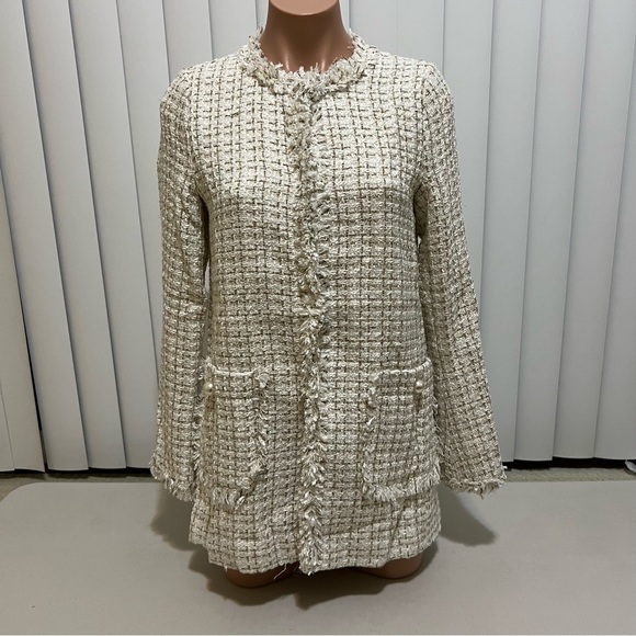 NWT Plaid Raw Edge Frayed Tweed Jacket - Picture 8 of 11